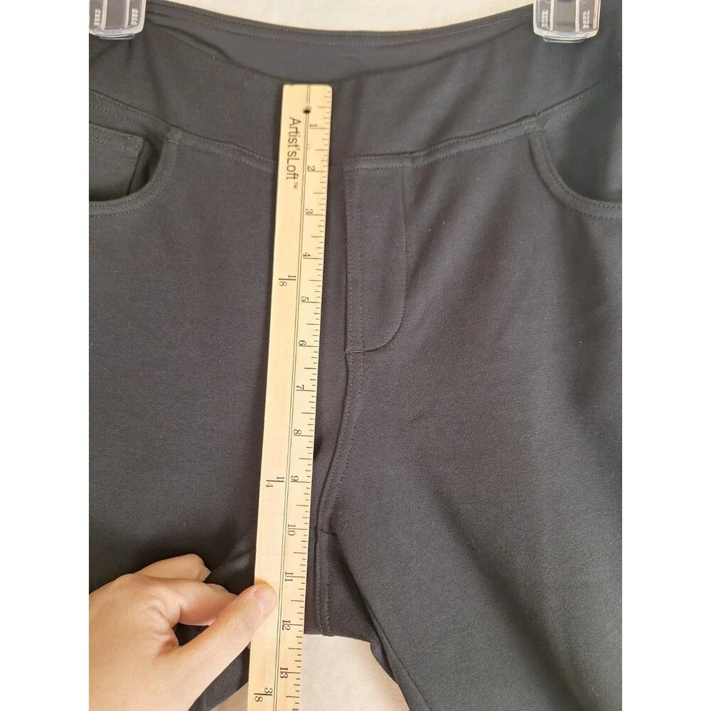 Belle Kim Gravel Petite Crop Ponte Pants Black Womens 10P Pull On Pockets